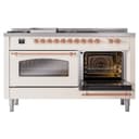 Nostalgie II 60 UP60FSNMPAWP Freestanding Dual Fuel Range with 7 Sealed Burners with Griddle and French Top Double Oven with Triple Glass Door with Copper knobs view 6
