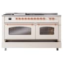 Nostalgie II 60 UP60FSNMPAWP Freestanding Dual Fuel Range with 7 Sealed Burners with Griddle and French Top Double Oven with Triple Glass Door with Copper knobs view 7