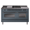 Nostalgie II 60 UP60FSNMPBGB Freestanding Dual Fuel Range with 7 Sealed Burners with Griddle and French Top Double Oven with Triple Glass Door with Bronze knobs view 1