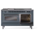 Nostalgie II 60 UP60FSNMPBGB Freestanding Dual Fuel Range with 7 Sealed Burners with Griddle and French Top Double Oven with Triple Glass Door with Bronze knobs view 6