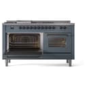 Nostalgie II 60 UP60FSNMPBGB Freestanding Dual Fuel Range with 7 Sealed Burners with Griddle and French Top Double Oven with Triple Glass Door with Bronze knobs view 5