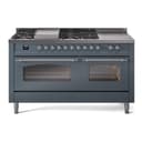 Nostalgie II 60 UP60FSNMPBGC Freestanding Dual Fuel Range with 7 Sealed Burners with Griddle and French Top Double Oven with Triple Glass Door with Chrome knobs view 1