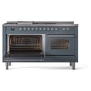 Nostalgie II 60 UP60FSNMPBGC Freestanding Dual Fuel Range with 7 Sealed Burners with Griddle and French Top Double Oven with Triple Glass Door with Chrome knobs view 5