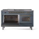 Nostalgie II 60 UP60FSNMPBGG Freestanding Dual Fuel Range with 7 Sealed Burners with Griddle and French Top Double Oven with Triple Glass Door with Brass knobs view 5