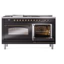 Nostalgie II 60 UP60FSNMPBKB Freestanding Dual Fuel Range with 7 Sealed Burners with Griddle and French Top Double Oven with Triple Glass Door with Bronze knobs view 6
