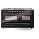 Nostalgie II 60 UP60FSNMPBKB Freestanding Dual Fuel Range with 7 Sealed Burners with Griddle and French Top Double Oven with Triple Glass Door with Bronze knobs view 7