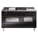 Nostalgie II 60 UP60FSNMPBKB Freestanding Dual Fuel Range with 7 Sealed Burners with Griddle and French Top Double Oven with Triple Glass Door with Bronze knobs view 1