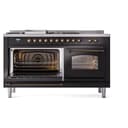 Nostalgie II 60 UP60FSNMPBKB Freestanding Dual Fuel Range with 7 Sealed Burners with Griddle and French Top Double Oven with Triple Glass Door with Bronze knobs view 5