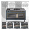 Nostalgie II 60 UP60FSNMPBKC Freestanding Dual Fuel Range with 7 Sealed Burners with Griddle and French Top Double Oven with Triple Glass Door with Chrome knobs view 2