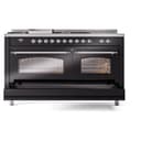 Nostalgie II 60 UP60FSNMPBKC Freestanding Dual Fuel Range with 7 Sealed Burners with Griddle and French Top Double Oven with Triple Glass Door with Chrome knobs view 7