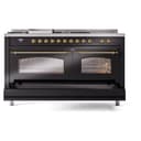 Nostalgie II 60 UP60FSNMPBKG Freestanding Dual Fuel Range with 7 Sealed Burners with Griddle and French Top Double Oven with Triple Glass Door with Brass knobs view 7