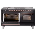 Nostalgie II 60 UP60FSNMPBKP Freestanding Dual Fuel Range with 7 Sealed Burners with Griddle and French Top Double Oven with Triple Glass Door with Copper knobs view 5