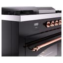 Nostalgie II 60 UP60FSNMPBKP Freestanding Dual Fuel Range with 7 Sealed Burners with Griddle and French Top Double Oven with Triple Glass Door with Copper knobs view 8