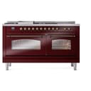 Nostalgie II 60 UP60FSNMPBUB Freestanding Dual Fuel Range with 7 Sealed Burners with Griddle and French Top Double Oven with Triple Glass Door with Bronze knobs view 3