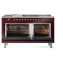Nostalgie II 60 UP60FSNMPBUB Freestanding Dual Fuel Range with 7 Sealed Burners with Griddle and French Top Double Oven with Triple Glass Door with Bronze knobs view 4