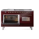 Nostalgie II 60 UP60FSNMPBUB Freestanding Dual Fuel Range with 7 Sealed Burners with Griddle and French Top Double Oven with Triple Glass Door with Bronze knobs view 5