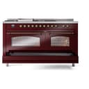 Nostalgie II 60 UP60FSNMPBUB Freestanding Dual Fuel Range with 7 Sealed Burners with Griddle and French Top Double Oven with Triple Glass Door with Bronze knobs view 7