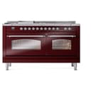 Nostalgie II 60 UP60FSNMPBUC Freestanding Dual Fuel Range with 7 Sealed Burners with Griddle and French Top Double Oven with Triple Glass Door with Chrome knobs view 3