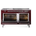 Nostalgie II 60 UP60FSNMPBUC Freestanding Dual Fuel Range with 7 Sealed Burners with Griddle and French Top Double Oven with Triple Glass Door with Chrome knobs view 4