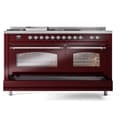 Nostalgie II 60 UP60FSNMPBUC Freestanding Dual Fuel Range with 7 Sealed Burners with Griddle and French Top Double Oven with Triple Glass Door with Chrome knobs view 7