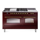 Nostalgie II 60 UP60FSNMPBUG Freestanding Dual Fuel Range with 7 Sealed Burners with Griddle and French Top Double Oven with Triple Glass Door with Brass knobs view 1