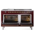 Nostalgie II 60 UP60FSNMPBUG Freestanding Dual Fuel Range with 7 Sealed Burners with Griddle and French Top Double Oven with Triple Glass Door with Brass knobs view 3