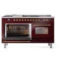 Nostalgie II 60 UP60FSNMPBUG Freestanding Dual Fuel Range with 7 Sealed Burners with Griddle and French Top Double Oven with Triple Glass Door with Brass knobs view 4