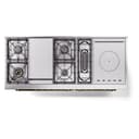 Nostalgie II 60 UP60FSNMPBUG Freestanding Dual Fuel Range with 7 Sealed Burners with Griddle and French Top Double Oven with Triple Glass Door with Brass knobs view 8