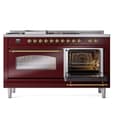 Nostalgie II 60 UP60FSNMPBUG Freestanding Dual Fuel Range with 7 Sealed Burners with Griddle and French Top Double Oven with Triple Glass Door with Brass knobs view 6