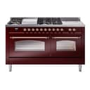 Nostalgie II 60 UP60FSNMPBUP Freestanding Dual Fuel Range with 7 Sealed Burners with Griddle and French Top Double Oven with Triple Glass Door with Copper knobs view 1