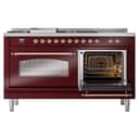 Nostalgie II 60 UP60FSNMPBUP Freestanding Dual Fuel Range with 7 Sealed Burners with Griddle and French Top Double Oven with Triple Glass Door with Copper knobs view 6