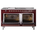 Nostalgie II 60 UP60FSNMPBUP Freestanding Dual Fuel Range with 7 Sealed Burners with Griddle and French Top Double Oven with Triple Glass Door with Copper knobs view 4
