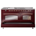 Nostalgie II 60 UP60FSNMPBUP Freestanding Dual Fuel Range with 7 Sealed Burners with Griddle and French Top Double Oven with Triple Glass Door with Copper knobs view 7