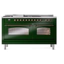 Nostalgie II 60 UP60FSNMPEGB Freestanding Dual Fuel Range with 7 Sealed Burners with Griddle and French Top Double Oven with Triple Glass Door with Bronze knobs view 3