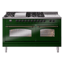 Nostalgie II 60 UP60FSNMPEGB Freestanding Dual Fuel Range with 7 Sealed Burners with Griddle and French Top Double Oven with Triple Glass Door with Bronze knobs view 1
