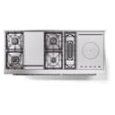Nostalgie II 60 UP60FSNMPEGC Freestanding Dual Fuel Range with 7 Sealed Burners with Griddle and French Top Double Oven with Triple Glass Door with Chrome knobs view 9