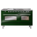 Nostalgie II 60 UP60FSNMPEGC Freestanding Dual Fuel Range with 7 Sealed Burners with Griddle and French Top Double Oven with Triple Glass Door with Chrome knobs view 3