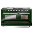 Nostalgie II 60 UP60FSNMPEGC Freestanding Dual Fuel Range with 7 Sealed Burners with Griddle and French Top Double Oven with Triple Glass Door with Chrome knobs view 7