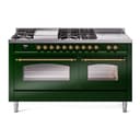 Nostalgie II 60 UP60FSNMPEGG Freestanding Dual Fuel Range with 7 Sealed Burners with Griddle and French Top Double Oven with Triple Glass Door with Brass knobs view 1