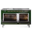 Nostalgie II 60 UP60FSNMPEGG Freestanding Dual Fuel Range with 7 Sealed Burners with Griddle and French Top Double Oven with Triple Glass Door with Brass knobs view 4