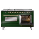 Nostalgie II 60 UP60FSNMPEGG Freestanding Dual Fuel Range with 7 Sealed Burners with Griddle and French Top Double Oven with Triple Glass Door with Brass knobs view 6