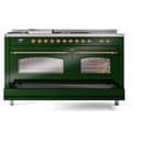 Nostalgie II 60 UP60FSNMPEGG Freestanding Dual Fuel Range with 7 Sealed Burners with Griddle and French Top Double Oven with Triple Glass Door with Brass knobs view 7