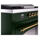 Nostalgie II 60 UP60FSNMPEGG Freestanding Dual Fuel Range with 7 Sealed Burners with Griddle and French Top Double Oven with Triple Glass Door with Brass knobs view 8