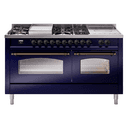 Nostalgie II 60 UP60FSNMPMBB Freestanding Dual Fuel Range with 7 Sealed Burners with Griddle and French Top Double Oven with Triple Glass Door with Bronze knobs view 1