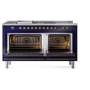 Nostalgie II 60 UP60FSNMPMBB Freestanding Dual Fuel Range with 7 Sealed Burners with Griddle and French Top Double Oven with Triple Glass Door with Bronze knobs view 4