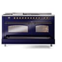 Nostalgie II 60 UP60FSNMPMBB Freestanding Dual Fuel Range with 7 Sealed Burners with Griddle and French Top Double Oven with Triple Glass Door with Bronze knobs view 7