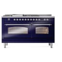 Nostalgie II 60 UP60FSNMPMBC Freestanding Dual Fuel Range with 7 Sealed Burners with Griddle and French Top Double Oven with Triple Glass Door with Chrome knobs view 3