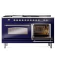 Nostalgie II 60 UP60FSNMPMBC Freestanding Dual Fuel Range with 7 Sealed Burners with Griddle and French Top Double Oven with Triple Glass Door with Chrome knobs view 6
