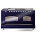 Nostalgie II 60 UP60FSNMPMBC Freestanding Dual Fuel Range with 7 Sealed Burners with Griddle and French Top Double Oven with Triple Glass Door with Chrome knobs view 7