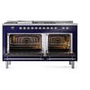 Nostalgie II 60 UP60FSNMPMBC Freestanding Dual Fuel Range with 7 Sealed Burners with Griddle and French Top Double Oven with Triple Glass Door with Chrome knobs view 4